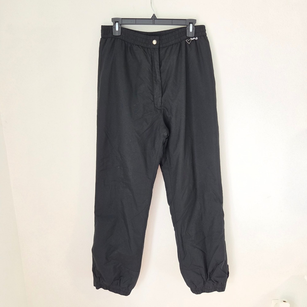 Obermeyer Womens Black Insulated Ski Pants Size 14 Elastic Waist Zip Leg Cuffs